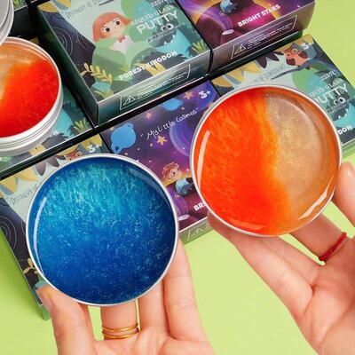 Christmas Gift, Liquid Glass Mud Repeat Play, Elastic, Brush