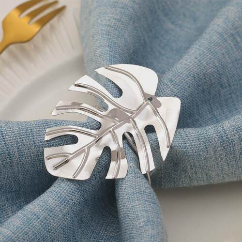 NEW 6pcs Napkin Rings Set Leaves Napkin Ring Holders