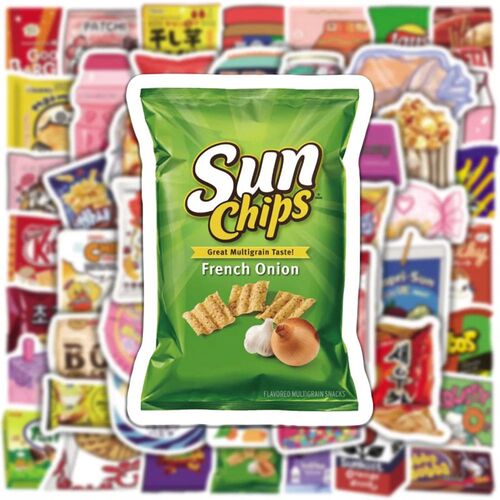 50Pcs Cartoon Snacks Food Graffiti Stickers Waterproof Phone