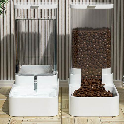 Automatic Cat Feeder & Water Dispenser with Gravity Food Sto