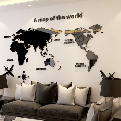 world acrylic crystal 3d map room bedroom wall stier liv