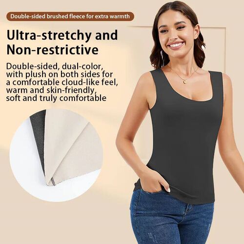 Womens Thermal Vest Double-side Brush Thickened Tank Top Br