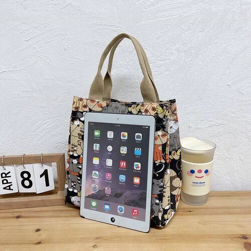 Fashionable Top-handle Bag with Cute Cat Pattern, Portable M