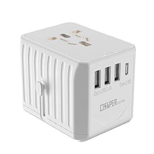 Super Electro Universal Travel Adapter, 6A 3USB-A+1USB-C