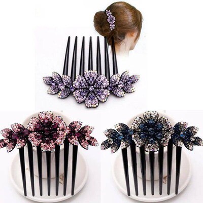 Vintage Flower Crystal Hairclips Fashion Hair Maker Bun Hair