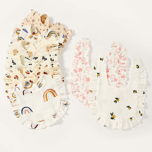 Baby Boy Girls Burp Cloths Lace Bibs Soft Cotton Adjustable
