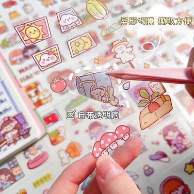 MOMO sauce hand account sticker cute girl PET waterproof sti