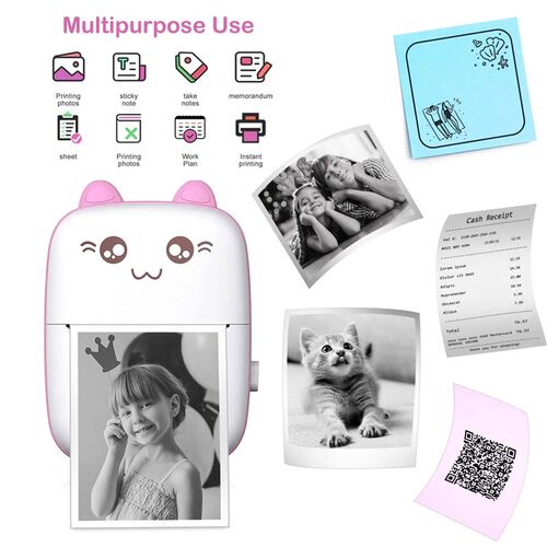 58mm Mini Portable Thermal Printer Cat Shapes Lightweight Wi