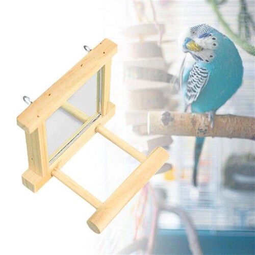 Bird Parakeet Mirror for Cage Parrot Perch Stand Parrot