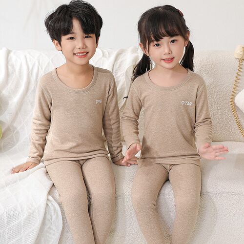 Kids Winter Thermal Underwear Sets w Wool Silk for Boys Girl