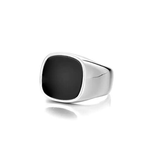Simple Black Drop Glaze Square Alloy Ring For Men Fashion Pa