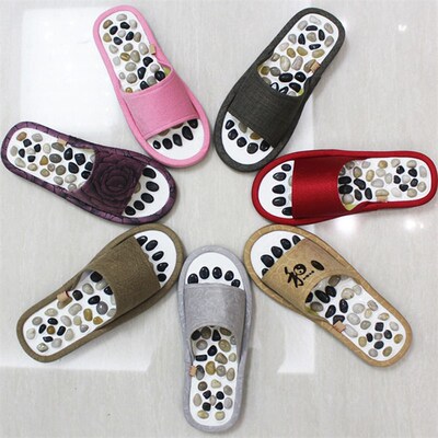 Natural Pebbles Sole Massage Fabric Slippers Acupoint Health