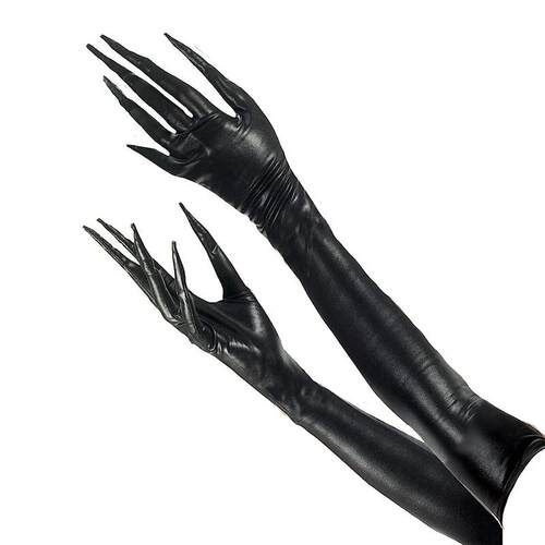 Glamour Gloves 漆皮长手指夜店诱惑镜面手套