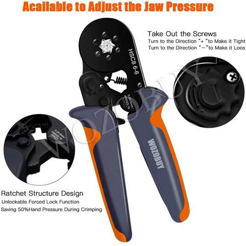 Ferrule Crimping Tool Kit, HSC8 6-6A AWG 23-10 Self-Adjustin