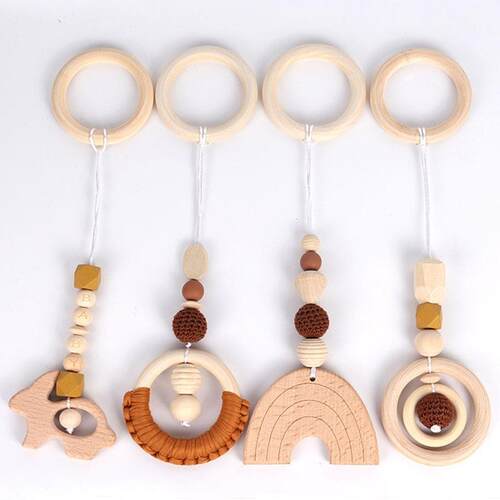 Wooden Baby Toys Wooden Beech tivity Gym Frame Stroller H新