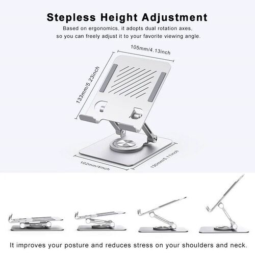ST04 Swivel Tablet Stand Aluminum Portable 360 Rotating Tabl