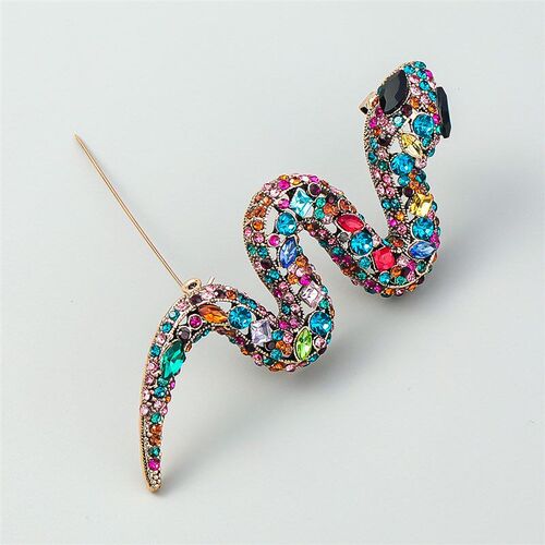 2025 Alloy SnakeShaped Brooch with Diamond Colorful Diamond