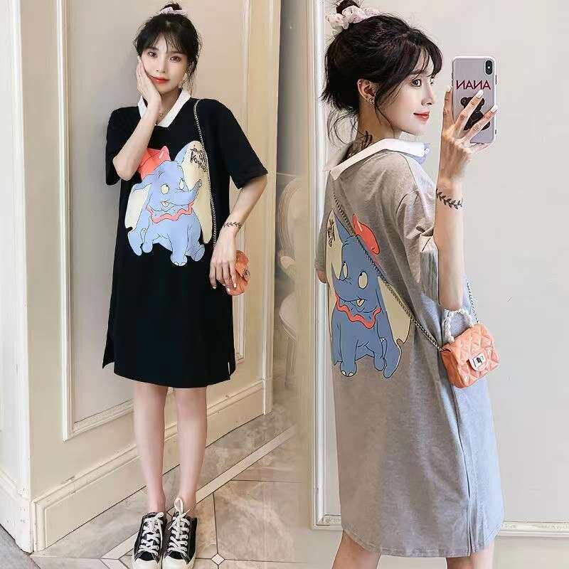 Pregnant women summer dress new fashion loose POLO collar ag图片