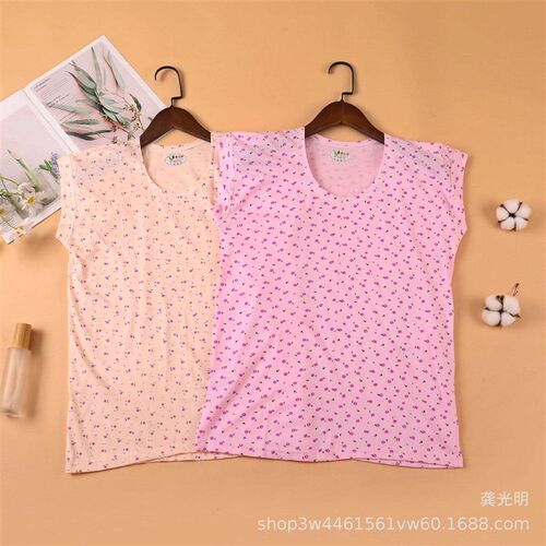 Summer Middle-aged Womens Cotton Short-sleeved Fashionable