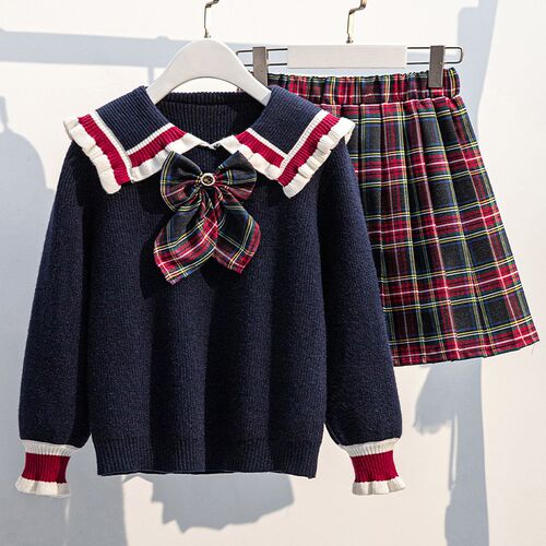 Sets for Girls School Uniform Twinset Children Costume Kids