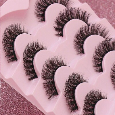 5 Pairs Cat Eye Lashes Faux Mink Eyelashes Winged End Eye El