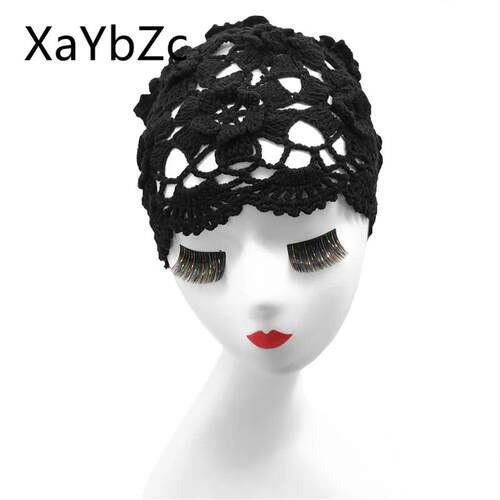 Hand-Knitted Flower Hollow Thin Cap Spring and Summer Lace B