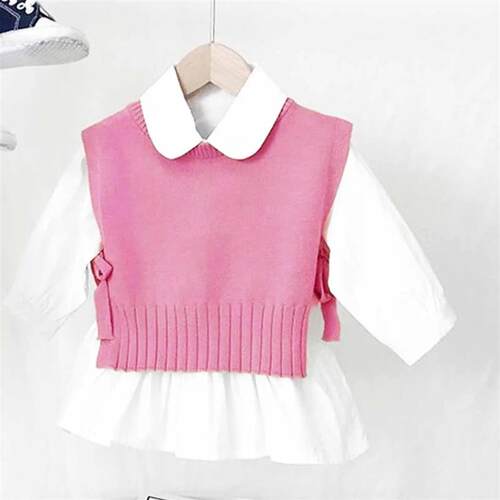 2023 Spring Autumn Baby Girls Sweet Candy Color  Knitting Sw