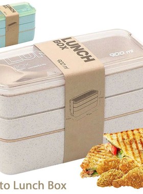 900ml Bento Box for Kids 3 Stackable Lunch Box Leak-proof Po