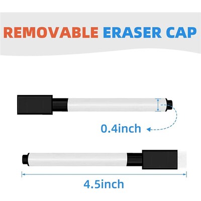 100Pcs Whiteboard Marker Pens Fine Point Tip with Eraser Cap