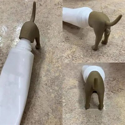 Pooping Dog Butt Toothpaste Topper便便狗牙膏礼帽创意挤牙膏器