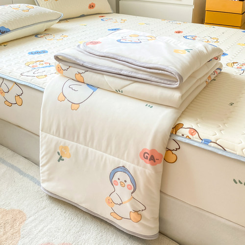 类 儿童卡通乳胶凉席三四件床笠款带夏凉被空调冰丝席单人夏季