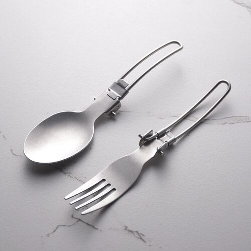 Stainless steel foldable travel utensils fork and spoon