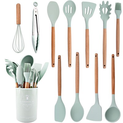 Heat Resistant Silicone Kitchenware Cooking Utensils Set Kit
