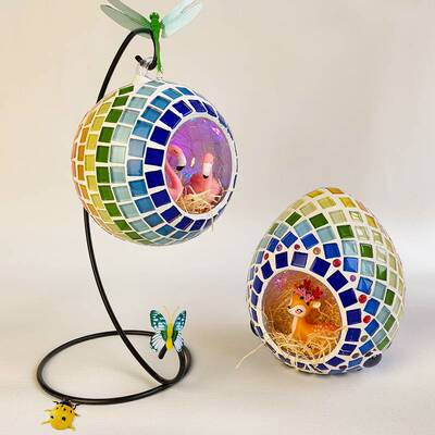 Hand made DIY Mosaic glass candle holder material kindergart