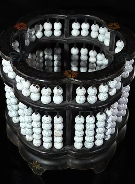 古董老物件笔筒算盘老式怀旧古玩木雕摆件大号算盘书房装饰品六角