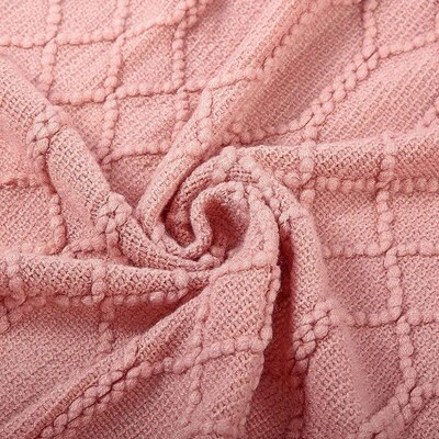 Pink Oversized Gift Blankets Jacquard Textured Soft Knitted