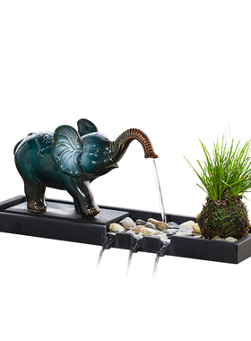 创意客厅石槽鱼池喷水循环流水器水景摆件大象鱼缸装饰造景配件