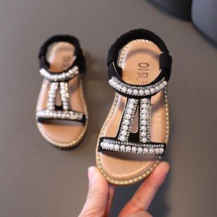 Girls Sandals Kids Summer Roman Shoes 2023 Elegant Pearl Rhi