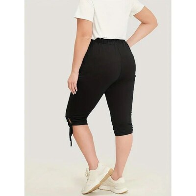 Plus Size 1XL-5XL Womens Drawstring Slight Sretch Fitness C