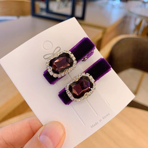 2PCS/SET Color Square Rhinestone Hair Pins Wild Personality