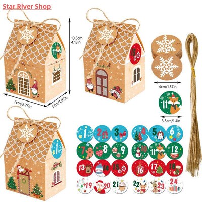 Christmas Gingerbread House Candy Box Kraft Paper Packaging