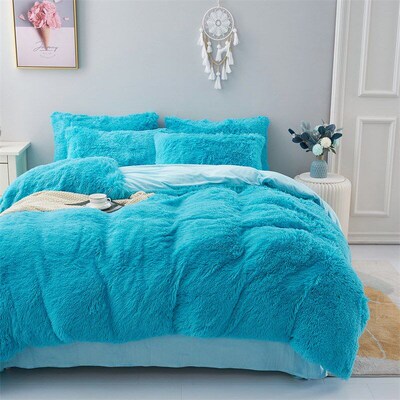 Plush Fluffy Bedding Blanket Duvet Cover Set bed sheet sets