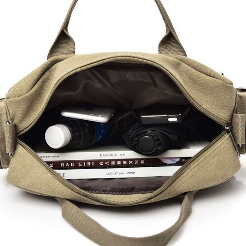 Multi-compartment Canvas Mens Bag Fashion Mens Shoulder Ba