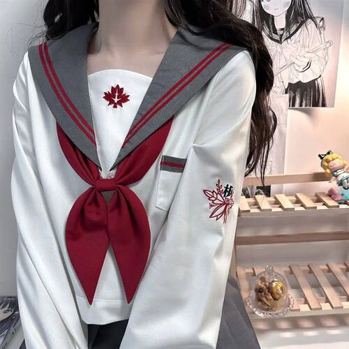 Gray white JK Korean Japanese sailor suit girls school