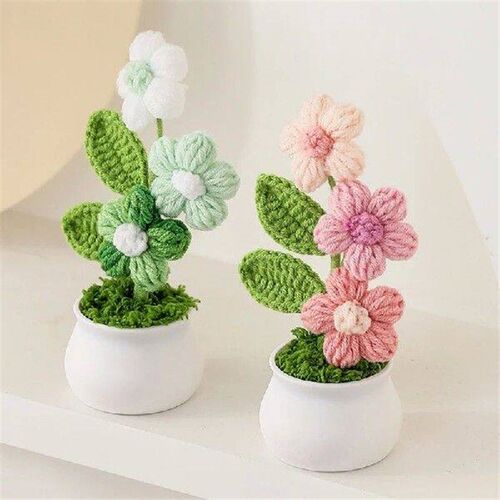 Crochet Potted Plants Flower Handmade Forget-me-not