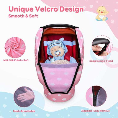 Baby car seat ver with breathable and zippered peep window f