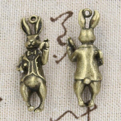 3pcs Charms 3D Stereo Rabbit 36x15mm Antique Pendant fit,Vin