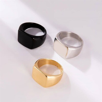 Minimalist Simple Signet Ring Square Finger Ring Hip Hop Mal