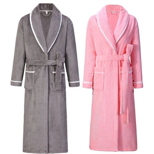Winter Thickened Coral Fleece Mens Sleepwear Long Robe Warm