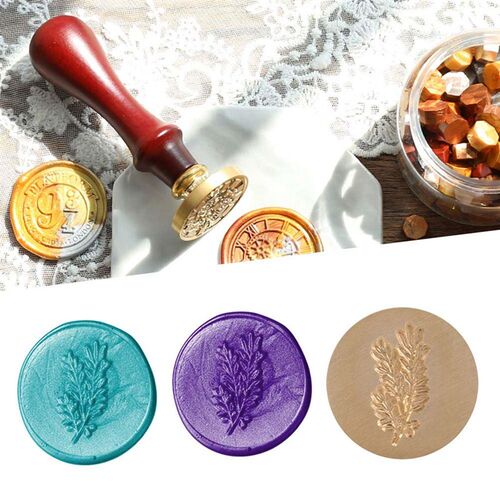 Retro Wax Seal Plant Pattern Sealing Wax Stamp Wood Handle E